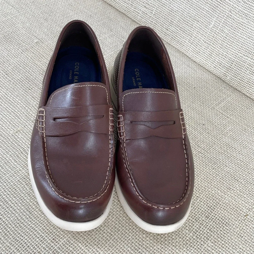 Cole‎ Haan Grand Atlantic Penny Loafers Mens 8.5 Mahogany Brown Leather C33028